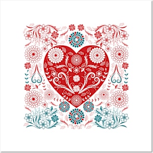 Floral Heart Posters and Art